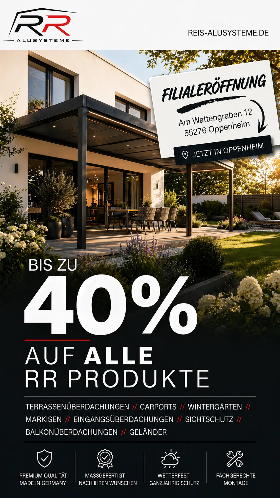 Bis zu 40% Rabatt auf Terrassenüberdachungen